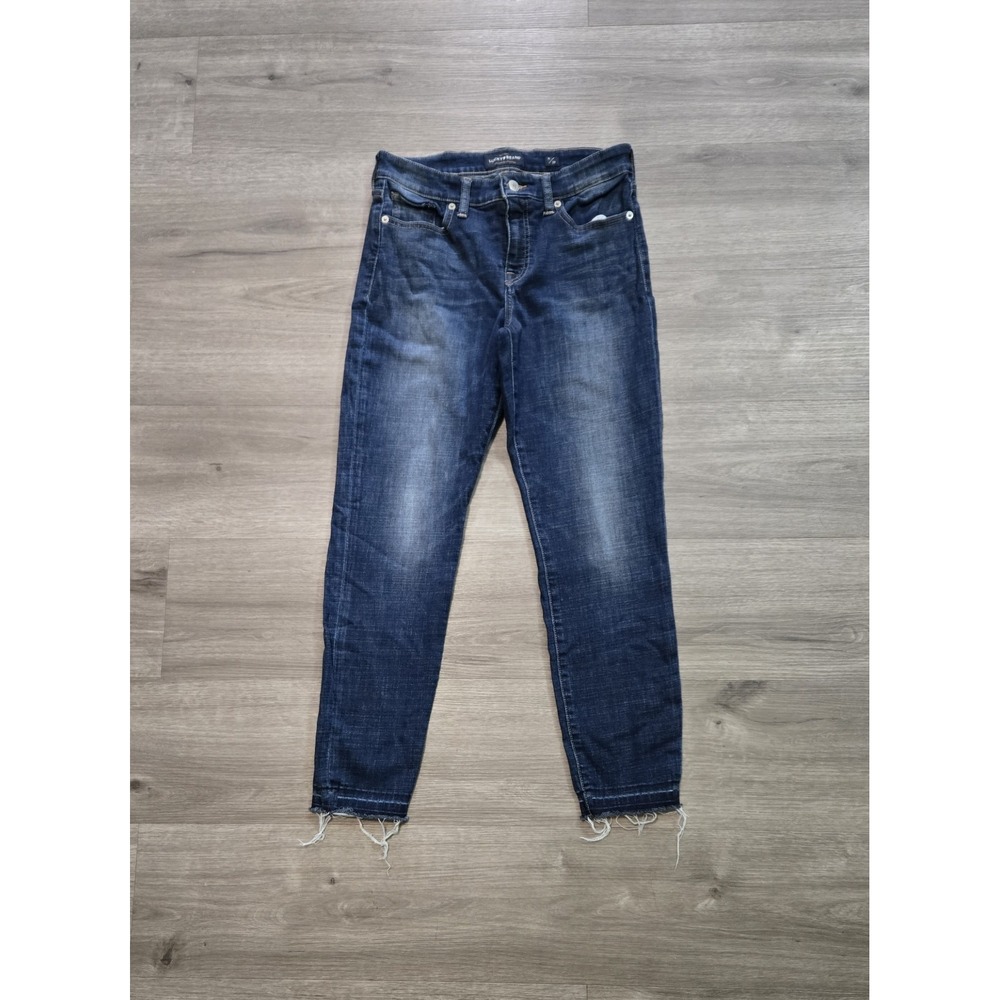 Lucky Brand AVA Ankle Skinny Jeans Size 6/28 Dark Wash Denim Frayed Hem